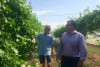  Senior Horticulturalist Mark Hoult showing Minister for Primary Industry and Resources Ken Vowles the passionfruit vines at Berrimah Research Farm.