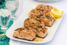 Barbecued salmon with lemon and herbs