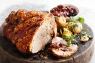 Roast pork with tomato and maple jam