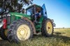 Fields control engineer Julian Hall testing out equipment on the tractor.