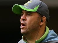 Australia's coach Michael Cheika looks on as Austr