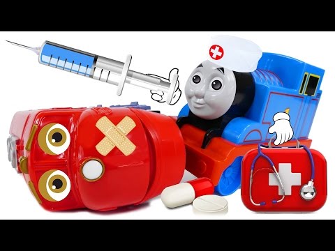 TRAINS FOR CHILDREN VIDEO Thomas Doctor Treats Train Wilson in Hospital Syringe Injection Kids Toys