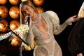 Beyonce wore a J'Aton dress to perform with the Dixie Chicks at the 2016 Country Music Awards in Nashville.