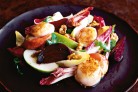 Caramelised scallops with beetroot,...