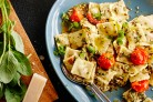 Roasted tomato and pesto ravioli