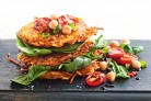 Vegie cakes with roast tomato &...