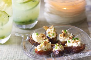Dates with blue cheese and hazelnuts
