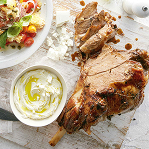 Spring lamb with whipped fetta & roast capsicum panzanella - use it up!