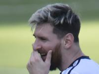 Argentina's Lionel Messi attends a training sessio