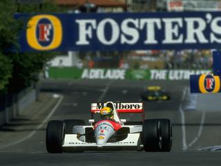 1991: Ayrton Senna of Brazil claims his 60th pole position in his McLaren Honda before the Australian Grand Prix at the Adelaide circuit in Australia. Senna finished in first place. \ Mandatory Credit: Pascal Rondeau/Allsport