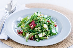 Quinoa salad with asparagus and feta