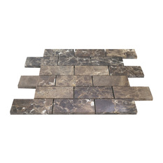 Marble Tile Depot - Dark Emperador Marble 2x4 Mosaic Polished - Mosaic Tile