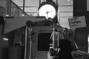 Lady Gaga staged a protest outside Trump Towers, New York, following Donald Trump's victory.