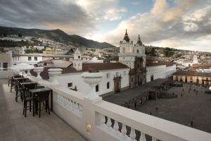 The view from Casa Gangotena's terrace over Quito.