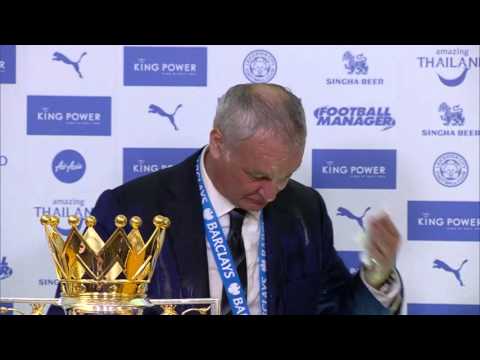 Leicester players soak Claudio Ranieri & journalists in champagne