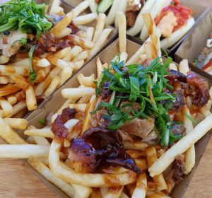 Peking duck loaded fries from Bao Stop at the Night Noodle Markets.