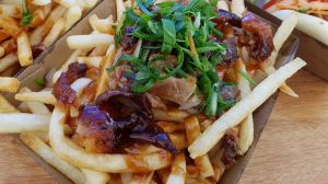 Peking duck loaded fries from Bao Stop at the Night Noodle Markets.