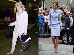 This week in celebrity airport style: Elle Fanning in no shoes vs. Kate Middleton’s skirt suit