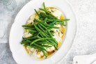 Cauliflower puree with green beans and...