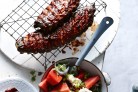 Dr pepper ribs with watermelon salad