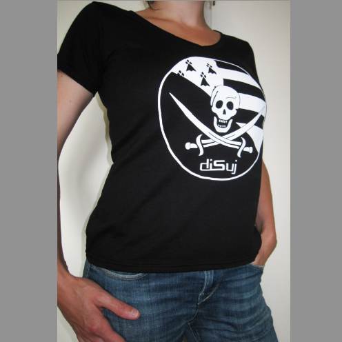 T-shirt pirate breton femme noir