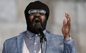 Gregory Porter performs during the Newport Jazz Festival in Newport, R.I., Saturday, Aug. 2, 2014.