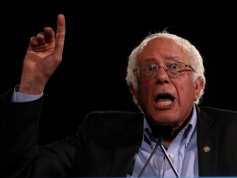 Bernie Sanders waves a finger.