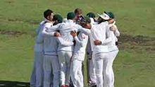 PERTH, AUSTRALIA - NOVEMBER 07: South Africa celebrate after dismissing Australia all out during day five of the First ...