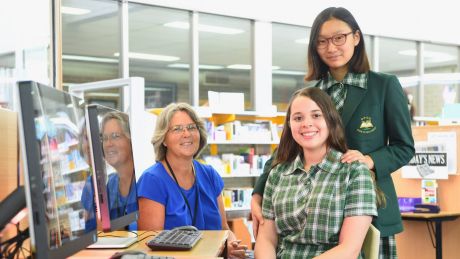 Teacher Rachel Lilley with students Elizabeth Son and Anna Costa Lopes. Ms Lilley has developed a course to enhance ...