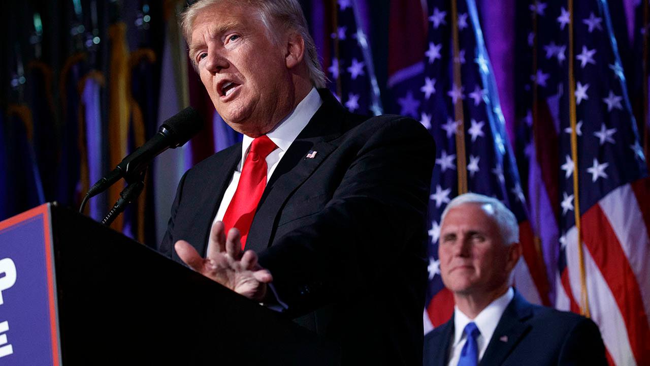 President-elect Donald Trump speaks during an election night rally, Wednesday, Nov. 9, 2016, in New York. (AP Photo/ Evan Vucci)