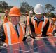 Canberra MPs at the Williamsdale solar farm, which is expected to power more than 3600 homes when completed.