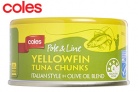 Coles Brand Yellowfin Tuna Chunks Italian Style in Olive Oil Blend 185g