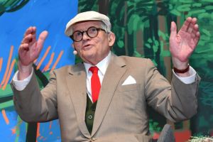 Hockney at a preview of his NGV exhibition on Thursday.