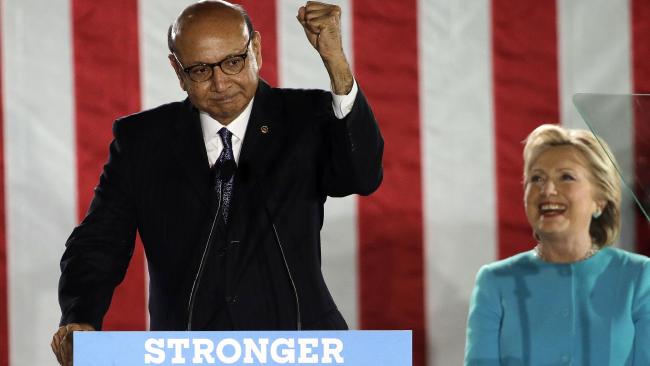 Khizr Khan whose son Army Captain Humayun Khan was killed in Iraq saving his fellow soldiers. Picture: AP Photo/Steven Senne