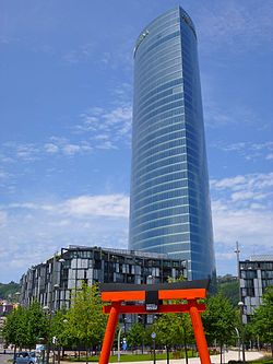 The Iberdrola Tower (165 m), highest building in Bilbao, the economic powerhouse in northern Spain.