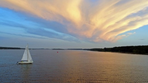 Sunset over the Veerse Meer at Veere, Netherlands.