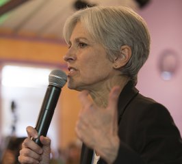 Green party presidential candidate Jill Stein delivers a stump speech to her supporters during a campaign stop at Humanist Hall in Oakland, Calif. on Thursday, Oct. 6, 2016.