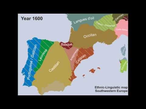 Linguistic Map of Southwestern Europe from 1050-2012 AD