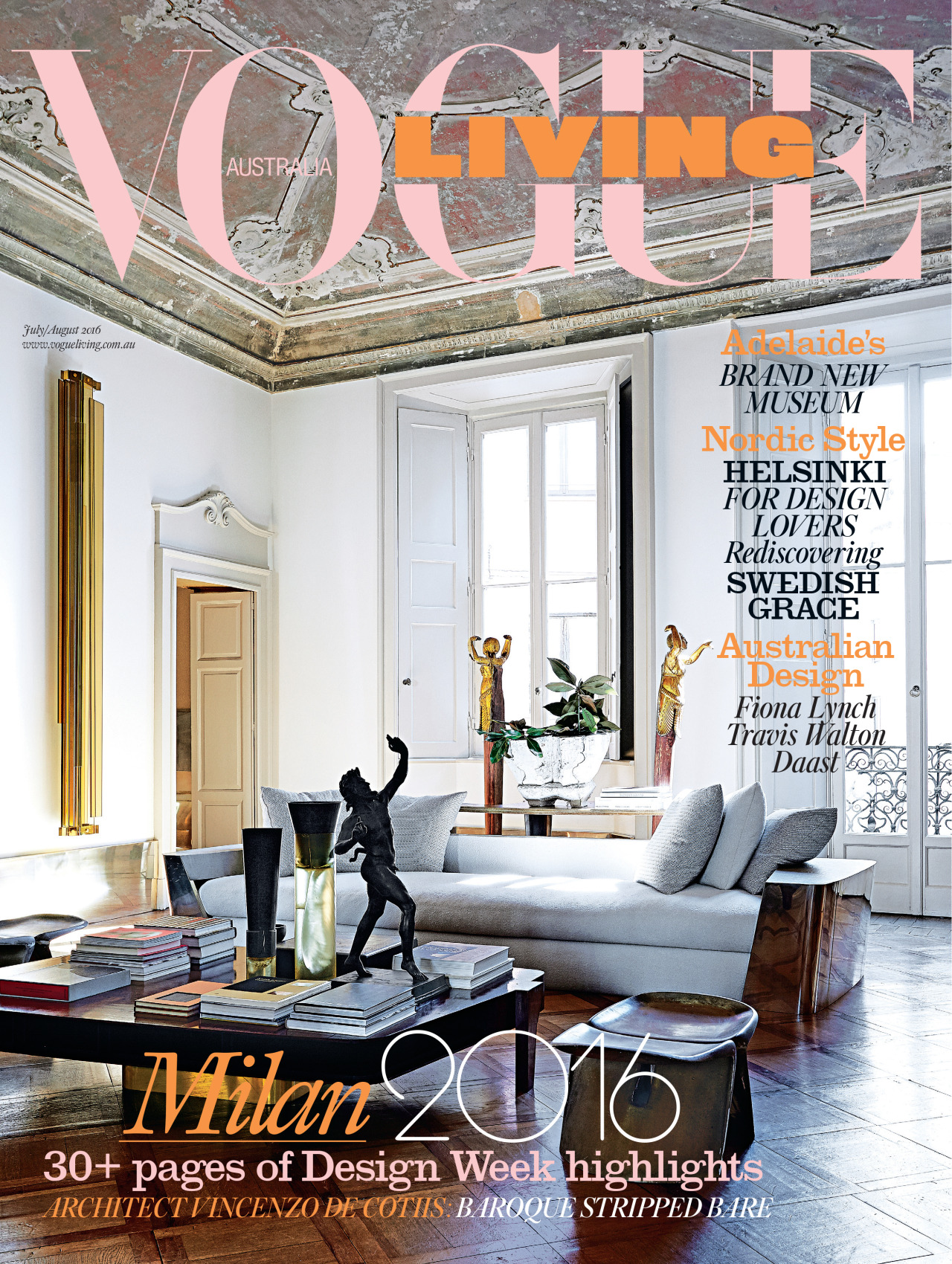 The July/August 2016 issue of Vogue Living is on sale now.
On the cover: inside the living room of architect and sculptor Vincenzo de Cotiis’s apartment in Milan. Photographed by Kasia Gatkowska.
See more of what’s inside the issue here