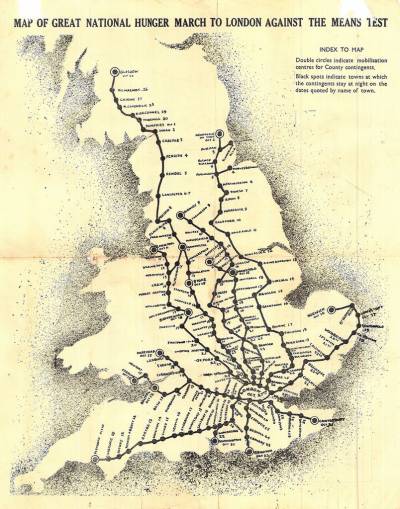 Map of the 1932 hunger march