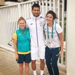 Hockey player Georgia Nanscawen, &quot;Today Anna Flanagan and I became those annoying fan girls who chase someone down the street for a photo Sorry Novak Djokovic, but thank you for making our day! #rio2016&quot; Picture: Instagram