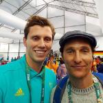 Swimmer Tom Fraser-Holmes with Matthew McConaughey, “Great to have a chat with the man himself, an absolute legend!!” Picture: /Instagram