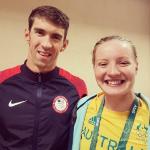 CHAMPIONS, celebrities and other athletes have been racing to get the ultimate selfie at the 2016 Rio Olympics ... Swimmers Jessica Ashwood and Michael Phelps. Picture: Instagram
