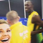 Television presenter Edwina Bartholomew with Usain Bolt, &quot;That counts.&quot; Picture: Instagram