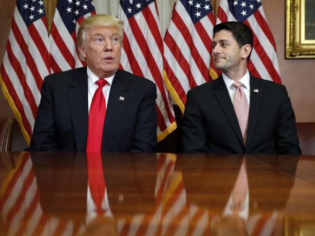 In this Nov. 10, 2016, photo, President-elect Donald Trump and House Speaker Paul Ryan. Picture: AP.