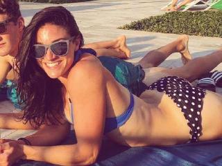 Athletes Michelle Jenneke, Kurtis Marschall and Jenny Blundell, "Chilling poolside at the Olympic village." Picture: Instagram