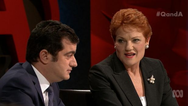 Pauline Hanson repeatedly asked Sam Dastyari if he was a Muslim on Q&A.