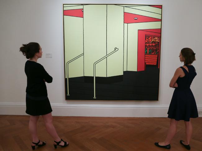 <i>Foyer </i>by British artist Patrick Caulfield sold for more than 650,000 pounds, more than 200,000 pounds than its estimate at the Sotheby’s auction entitled 
<i>Bowie/Collector</i>.