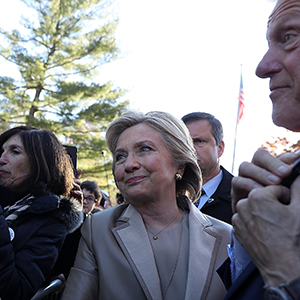 Democratic presidential nominee former Secretary of State Hillary Clinton greets supporters after voting at Douglas Grafflin Elementary School on November 8, 2016 in Chappaqua, New York. Hillary Clinton cast her ballot in the presidential election as the rest of America goes to the polls to decide between her and Republican presidential candidate Donald Trump. (Justin Sullivan/Getty Images)