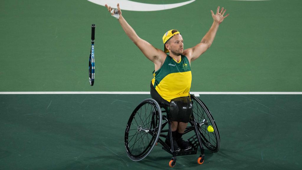 Dylan Alcott of Australia wins the gold medal against Andy Lapthorne in Rio